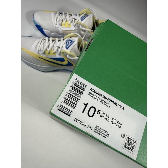 New Nike Giannis Immortality 3 Shoes Mens Size 10.5 White Basketball DZ7533-101 main image 5